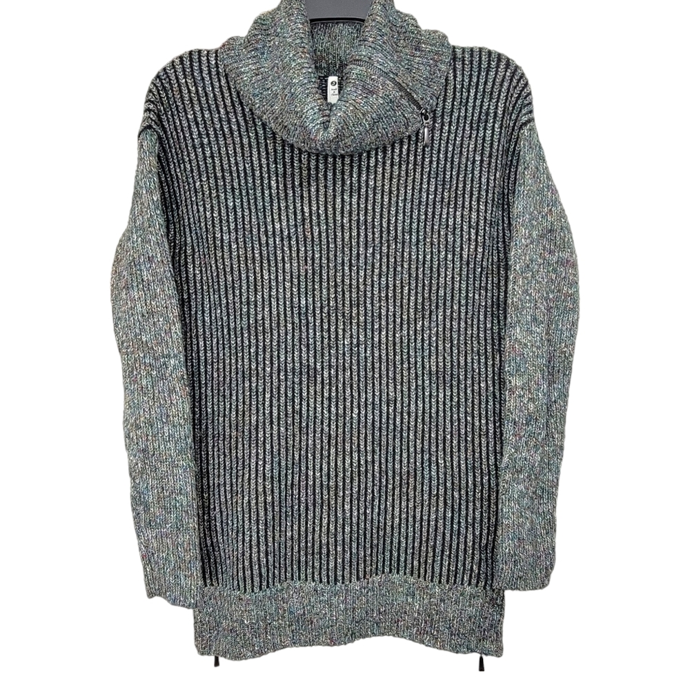 Leo & Nicole Green Knit Cotton Wool and Blend Turtleneck Sweater Size Small